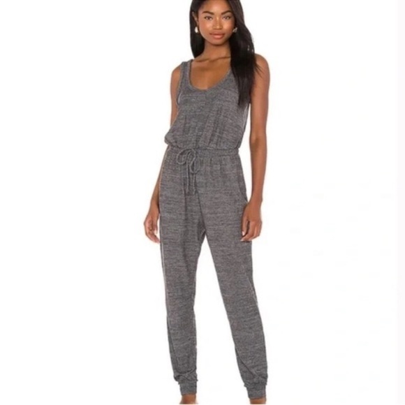 Free People Beach Bicoastal Heathered Charcoal Jumpsuit - Picture 3 of 13